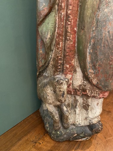 Middle age - A 15th century Painted wood figure of saint