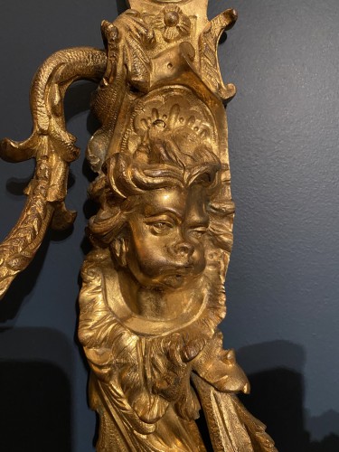 Paire d'appliques Louis XIV en bronze doré - Luminaires Style Louis XIV