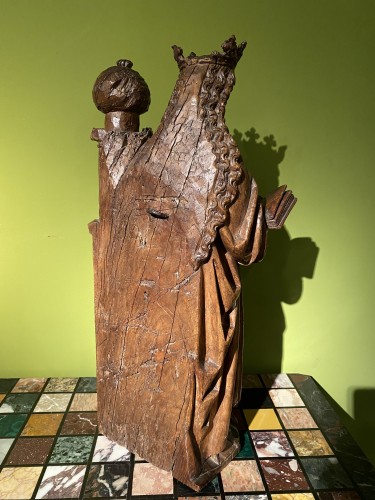 Sculpture Sculpture en Bois - Sainte Catherine et Sainte Barbe en chêne du XVe siècle
