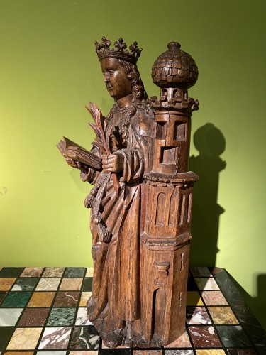 Sainte Catherine et Sainte Barbe en chêne du XVe siècle - Jean-François Regis