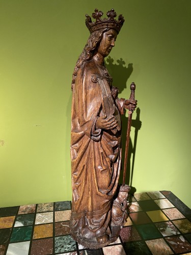 Renaissance - Sainte Catherine et Sainte Barbe en chêne du XVe siècle