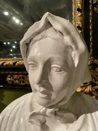 XIXe siècle - Suite de quatre bustes en terre cuite vernissée fin 19e