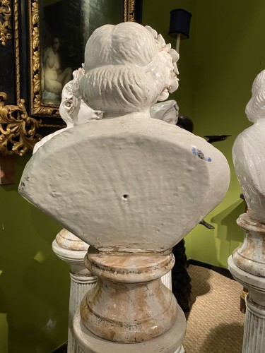 Napoléon III - Suite de quatre bustes en terre cuite vernissée fin 19e