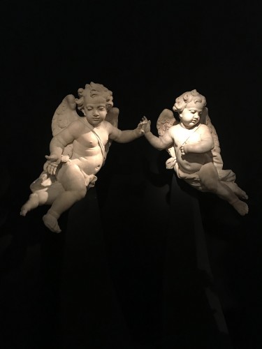 Antiquités - Paire d’angelots en marbre