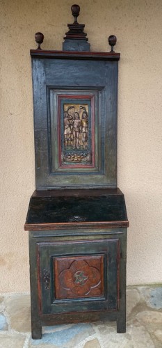 Oratoire en bois sculpté peint du 17e siècle - Art sacré, objets religieux Style 
