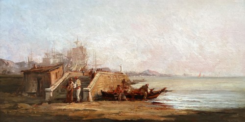 Tableaux et dessins Tableaux XIXe siècle - Paire de Marines - Paul Bistagne (1850-1886)