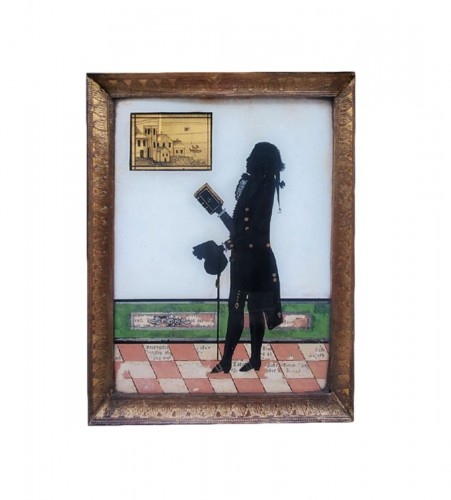 Homme à la redingote, peinture sous verre début 19e