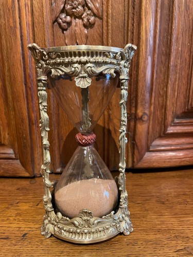 Napoleon III glass and brass hourglass - Collectibles Style Napoléon III