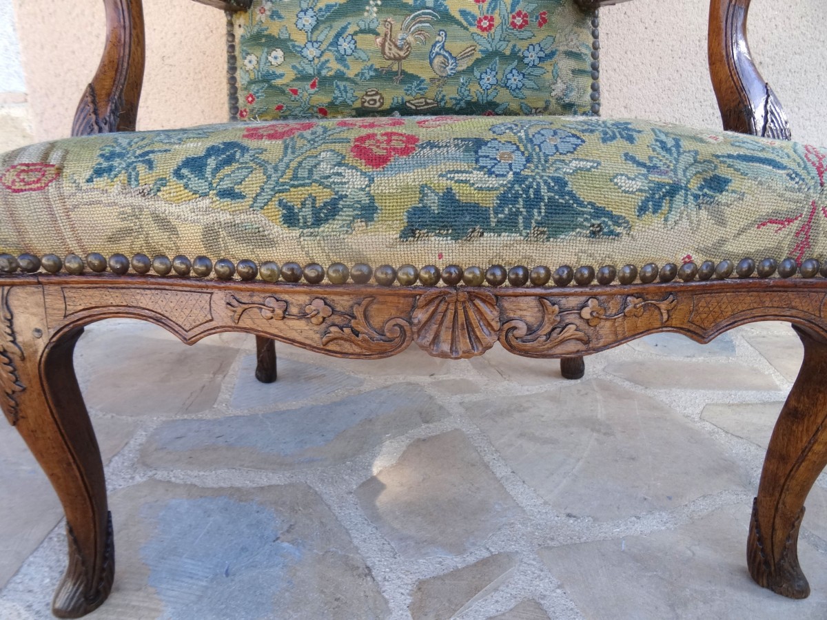 1930s Louis XV Needlepoint Fauteuil Armchair