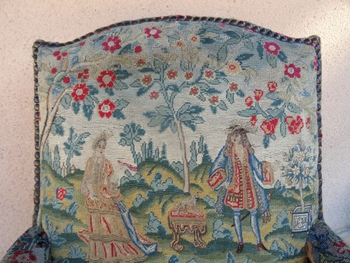 Regency armchair, period tapestry in gros et petit point  - 