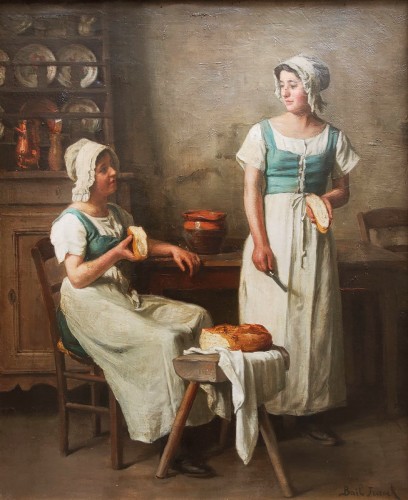 Les servantes en cuisine - Franck Antoine BAIL ( 1858 - 1924) - Tableaux et dessins Style 