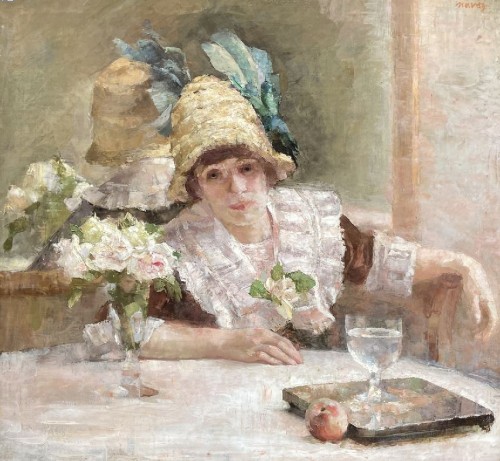 Young woman at the café - Arthur Navez, (1881-1931) - Paintings & Drawings Style 