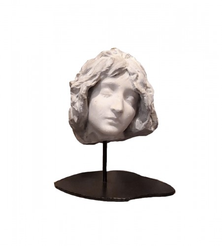 Head of a woman, marble attributed to Raoul Larche