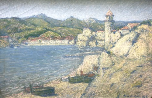 Collioure, Pastel 1928 - Achille Laugé (1861-1944) - Tableaux et dessins Style 