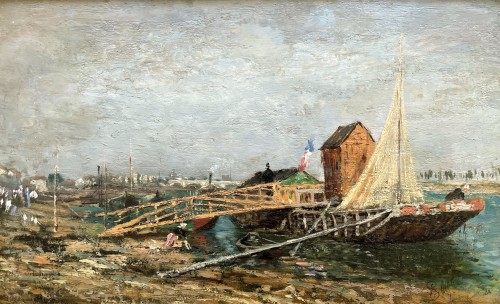 Bord de Seine à Ivry sur Seine - Henri SAINTIN (1846-1899) - Tableaux et dessins Style 