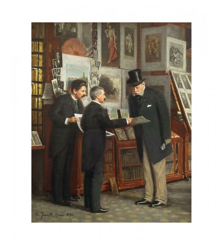 Les amateurs d'art, signed R Janik dated 1872