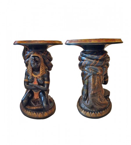 A pair of sellettes, Moorish, polychrome, 19th century 