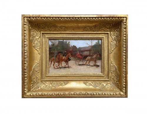 Cavaliers et calèche attribuée à René PRINCETEAU (1843-1914)