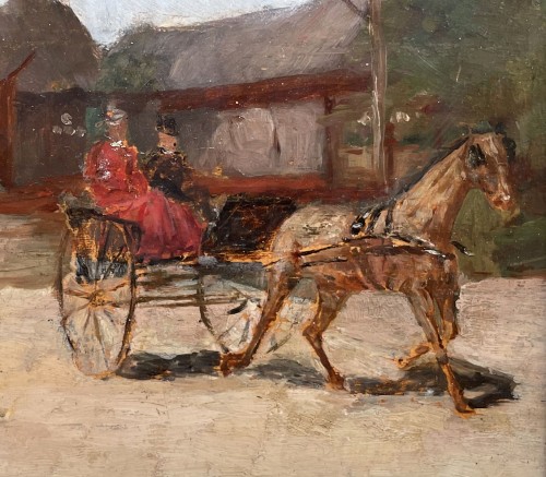 Paintings & Drawings  - Cavaliers et calèche attributed to René PRINCETEAU (1843-1914)