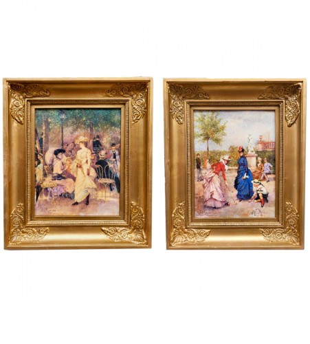 L'heure du Thé et la Partie de Croque - Fransico Miralles y GALUP (1848-1901)