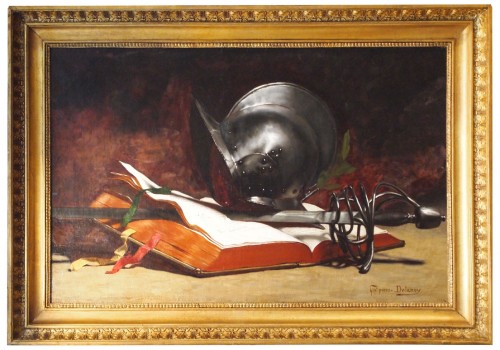 Nature morte au casque - Hippolyte Pierre DELANOY (1849-1899)