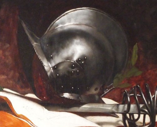 Oil on canvas Still life with helmet - Hippolyte Pierre DELANOY (1849-1899) - 