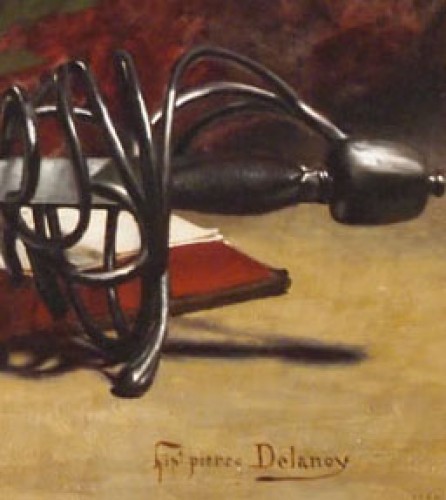 19th century - Oil on canvas Still life with helmet - Hippolyte Pierre DELANOY (1849-1899)