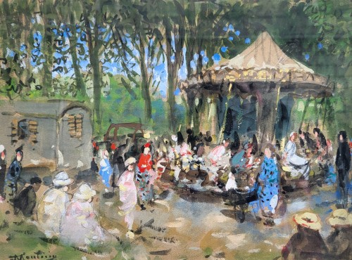 La fête foraine - Eugène MONTEZIN  (1874-1946) - Tableaux et dessins Style 