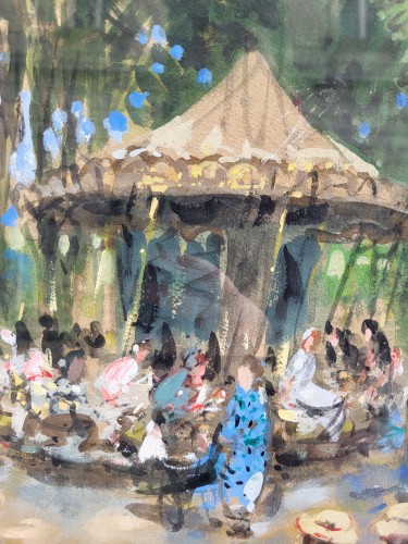 Tableaux et dessins Dessin, Aquarelle & Pastel - La fête foraine - Eugène MONTEZIN  (1874-1946)