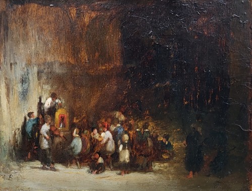 Auguste BOULARD (1825-1897) -  Le théâtre de marionnettes - Tableaux et dessins Style 