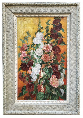Roses trémières - Fouji et datée 1896