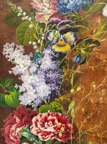Tableaux et dessins Tableaux XIXe siècle - Couronne de fleurs par Henri JEHIN