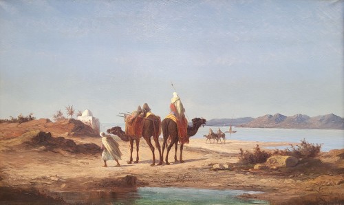 Camel driver by the river- Longsden Long  (1829-1891) - Paintings & Drawings Style 