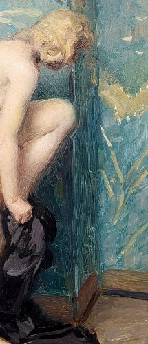19th century - Nude with Japanese screen - Auguste LEROUX (1871-1954)