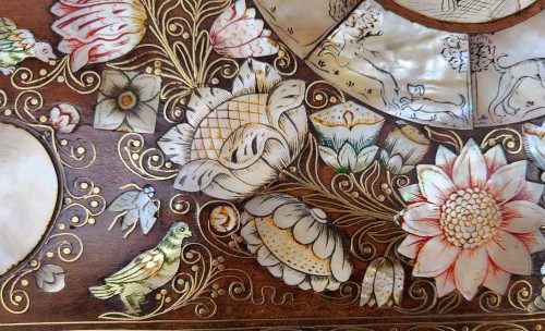 Antiquités - Spa wood and mother-of-pearl box Louis XIV period