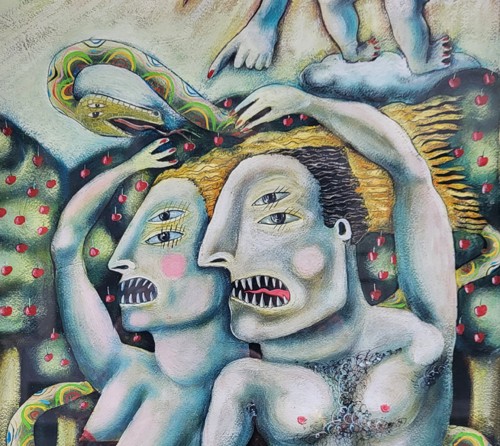 Tableaux et dessins Dessin, Aquarelle & Pastel - Adam et Eve chassé du paradis par Pierre Preneron