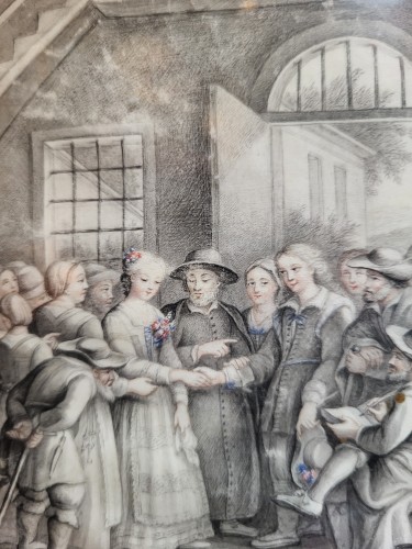 Paintings & Drawings  - Wedding scene, 18th century