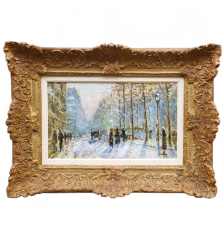 Paris les boulevards sous la neige - Eugène Montézin (1874-1946)
