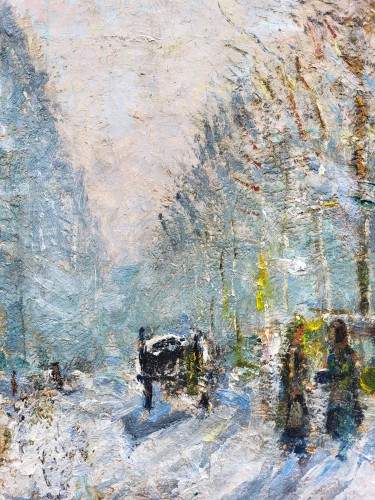 Tableaux et dessins  - Paris les boulevards sous la neige - Eugène Montézin (1874-1946)