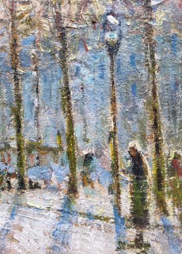 XIXe siècle - Paris les boulevards sous la neige - Eugène Montézin (1874-1946)