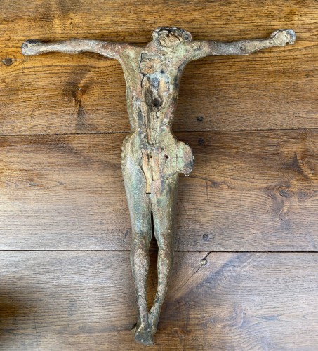 Un christ en plomb sur âme de bois 15ème - 
