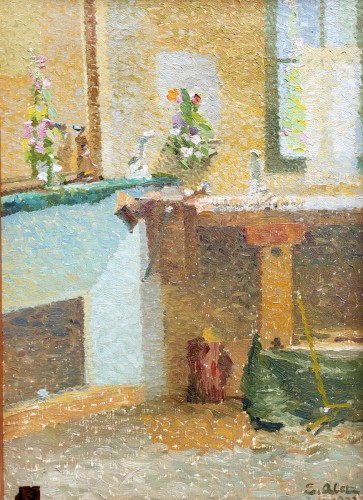 Edmond ALET (1867-1917) - Pointillist Interior - Paintings & Drawings Style 