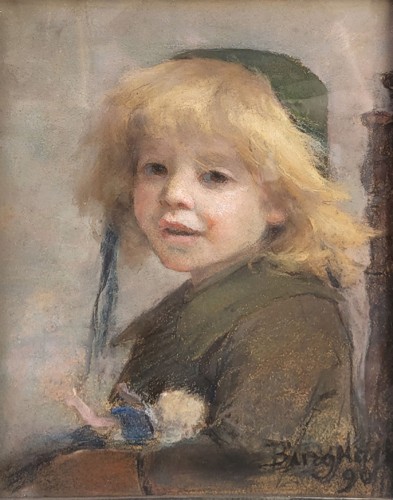 Little Girl with Doll - Berthe BURGKAN (1855-1936) - Paintings & Drawings Style 