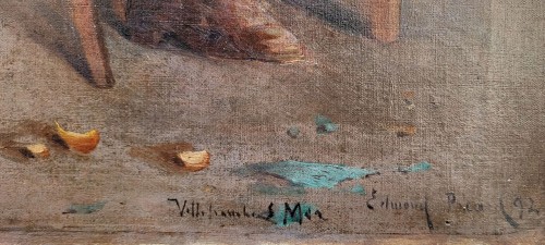 Antiquités - Couple au bar à Villefranche sur Mer par Edmond Picard, peintre (1861-1899)