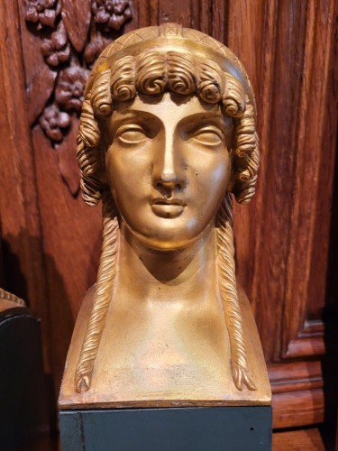Pair of gilt bronze heads from the Empire period  - 
