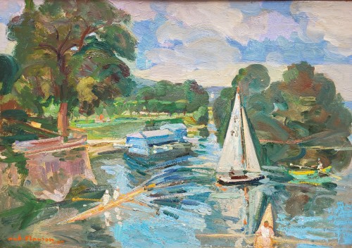 Bord de marne - André PLANSON (1898-1981) - Tableaux et dessins Style 