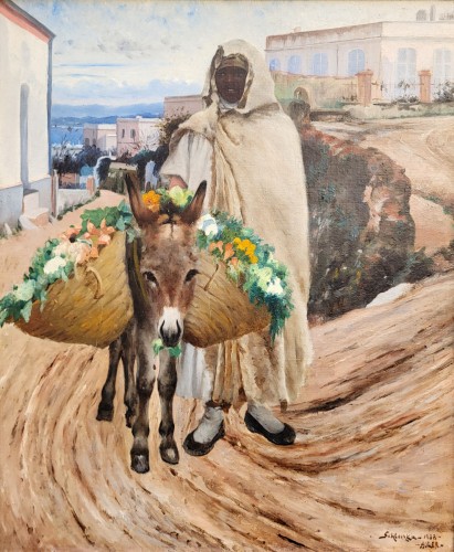 Mule driver and his donkey in Algiers - Alfred Schlomka (19th-20th century) - Paintings & Drawings Style 