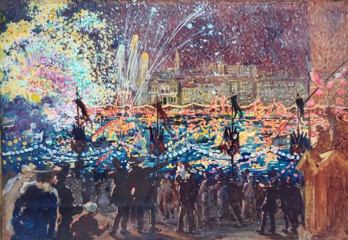 July 14th in Marseille - Marius BARRET (1865-1929) - Paintings & Drawings Style 