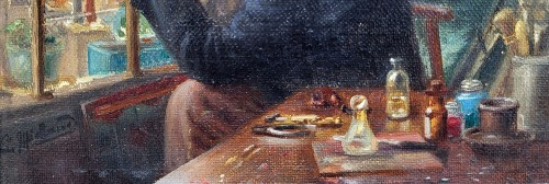 XXe siècle - Portrait de Lucien Begule dans son atelier - Léonie Michaud (1873-1947)