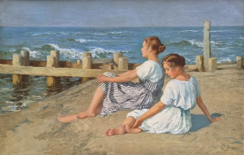 Young Girls on the Beach by Hermann Seeger (1857-1945) - Paintings & Drawings Style 